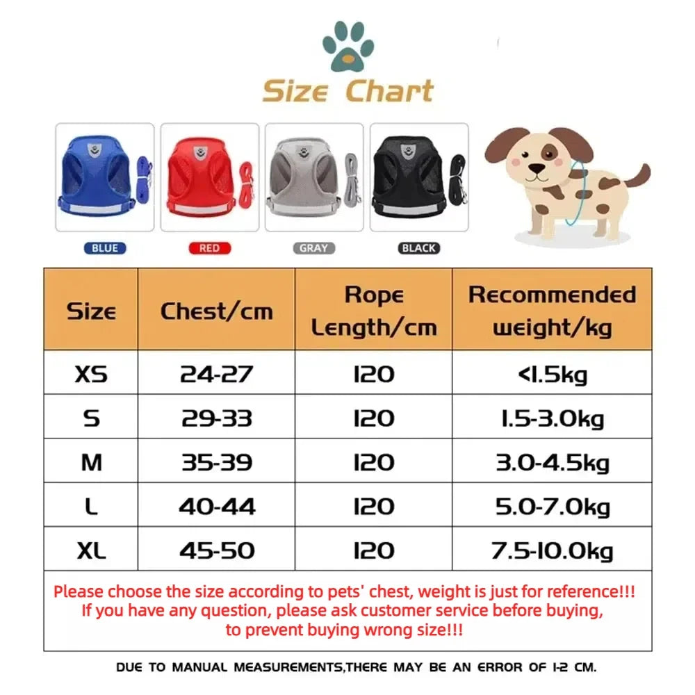 Reflective Escape-Proof Harness Leash Set
