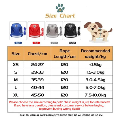 Reflective Escape-Proof Harness Leash Set
