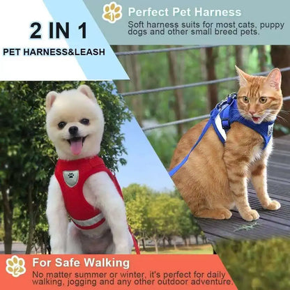 Reflective Escape-Proof Harness Leash Set