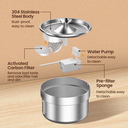 Smart Stainless Steel Pet Water Fountain